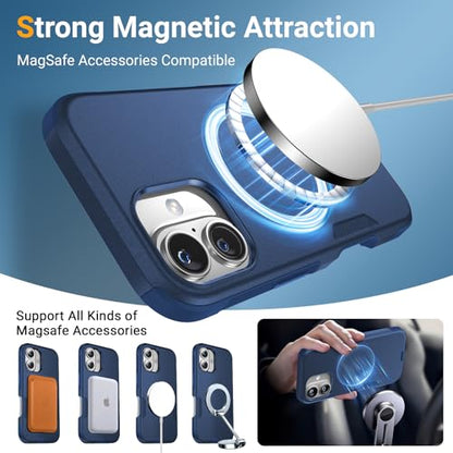 jaroco Magnetic for iPhone 16 Case Heavy Duty Rugged Dual-Layer Blue - color: Blue, size: iPhone 16