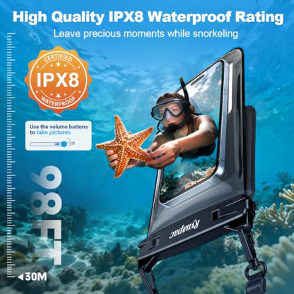 Rynapac Waterproof Phone Pouch Floating [Up to 8.5''] - 1 Pack IPX8 Dry Bag | Double Space, Touchscreen, Underwater Photography, for iPhone 17 16 15 14 Pro Max, Includes Lanyard, Beach Cruise Essentials - color: Blue - 1 Pack