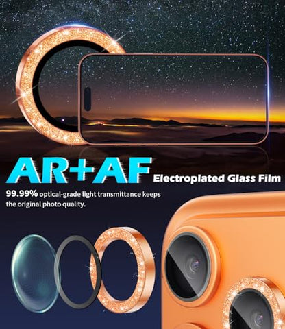 imluckies Camera Lens Protector for iPhone 17 Pro/iPhone 17 Pro Max - color: Bling Orange