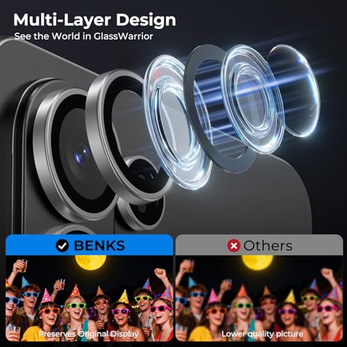 BENKS GlassWarrior Camera Lens Protector for Samsung Galaxy S26 Ultra, 9H Tempered Glass, Anti-Reflective HD Clarity, Ultra-Thin Scratch Resistant, Individual Metal Lens Ring Design (Silver) - color: Silver