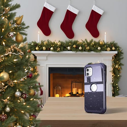 IDweel for iPhone 11 Case with Screen Protector(Tempered Glass), Hybrid 3 in 1 Shockproof Slim Fit Heavy Duty Protection Hard PC Cover Soft Silicone Bumper Full Body Case,Glitter Navy Blue - color: Glitter Navy Blue