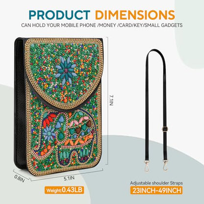 Small Beaded Crossbody Bag for Women, Boho Cell Phone Shoulder Purse Wallet with Handcrafted Colorful Beads - color: Elephant
