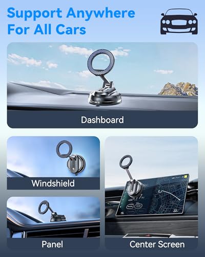 2-IN-1 Detachable MagSafe Car Mount, Vacuum Magnetic Phone Holder for Car