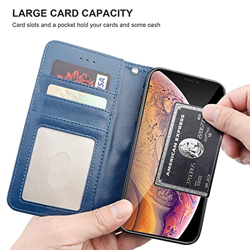 Bocasal Detachable Wallet Case Card Holder for iPhone Xs Max, Blue - color: Blue