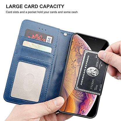 Bocasal Detachable Wallet Case Card Holder for iPhone Xs Max, Blue - color: Blue