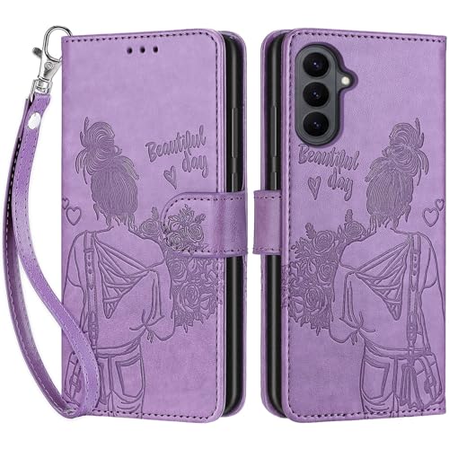 for Samsung Galaxy S26 5G Wallet case, Purple-Girl | 3 Card Holders, Kickstand, Shockproof TPU Shell, PU Leather, Magnetic Closure, Protective Flip Folio Cover, Women - color: 2
