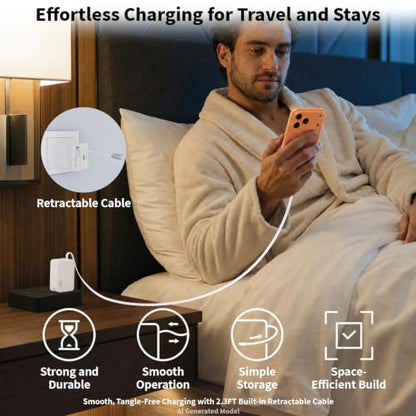 USB C Retractable Wall Charger with Foldable Plug, 35W Compact iPhone Block
