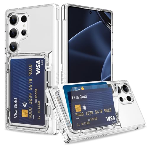 Wallet Case for Samsung Galaxy S25 Ultra with 3 Credit Card Holder | Slot Shockproof Hybrid Heavy Duty Protection Clear Phone Cover Compatible with Galaxy S25 Ultra (Clear) - color: Clear, size: Samsung Galaxy S25 Ultra