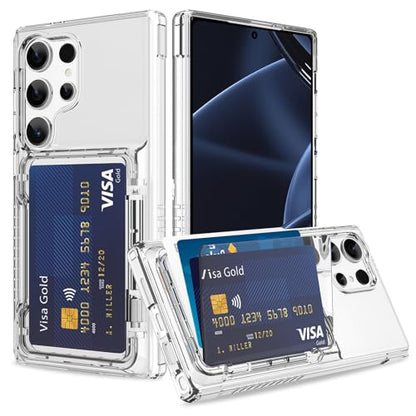 Wallet Case for Samsung Galaxy S25 Ultra with 3 Credit Card Holder | Slot Shockproof Hybrid Heavy Duty Protection Clear Phone Cover Compatible with Galaxy S25 Ultra (Clear) - color: Clear, size: Samsung Galaxy S25 Ultra