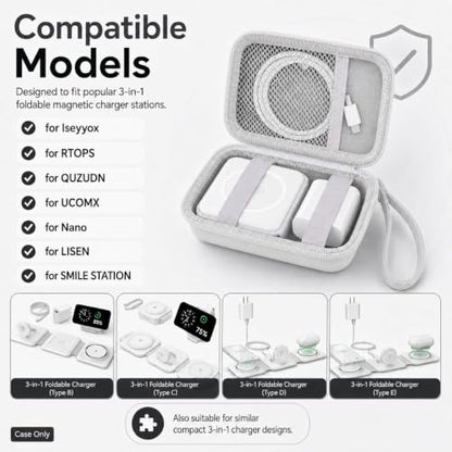 ANKHOH Travel Case for Iseyyox/for QUZUDN/for Ucomx 3 in 1 Wireless Charger - color: White