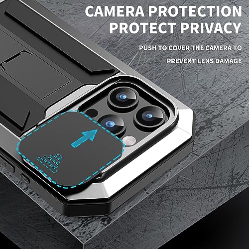 Lunivop for iPhone 15 Pro Max Case Heavy Duty Protection Rugged Screw Full Body Military Grade Metal Rubber with Stand Hard Built in Screen Protector Phone for iPhone 15 ProMax Case Silver - color: Silver