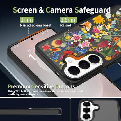 for Samsung Galaxy S26 5G Case: Cute Flowers Floral Design for Girls Women Translucent Matte Slim Soft TPU Bumper Shockproof Silicone Cell Phone Cover (Garden) - color: Wild Flower