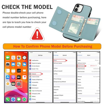 for iPhone 11 Wallet Case, 2-in-1 Detachable Phone Case, Card Holder RFID Blocking, Fashionable Faux Leather Card Slot & Folding Design (Blue 6.1'') - color: Blue, size: iPhone 11