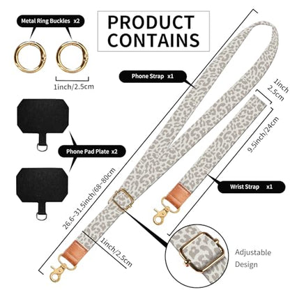 Phone Lanyard Crossbody Wrist Strap, Cute Cell Phone Lanyards for around the Neck Wristlet Wrist Strap - color: Luxury Cute Leopard