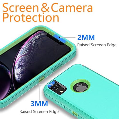 YmhxcY for iPhone XR Case Shockproof Dropproof Dust-Proof Drop Proof 3-Layer Durable Phone Case Heavy Duty Protection Phone Case Cover for Apple iPhone XR 6.1“ Aqua Blue and Lime Green - color: SF-Aqua Blue/Lime Green