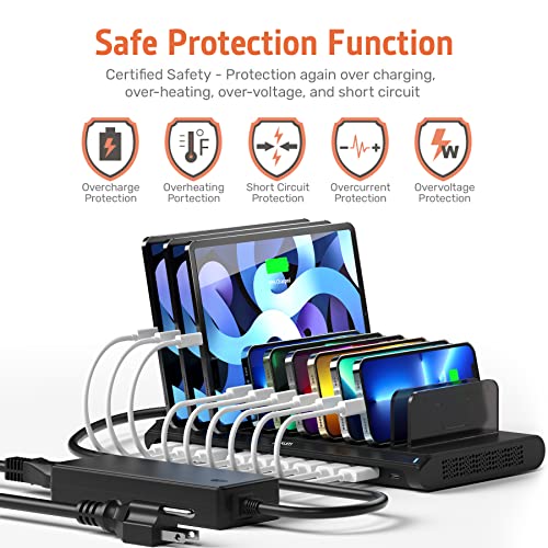 Alxum Multi USB Charging Station,Fast 120W 10 Port iPad Tablet Charger Dock - size: 120W (10 Ports)