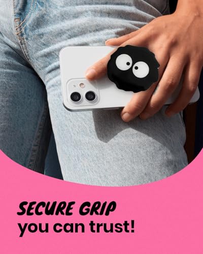 On The Grip Cute Cartoon Briquette Acrylic Multi Functional Collapsible Expandable Mobile Phone Grip & Kickstand (Black) - color: Black