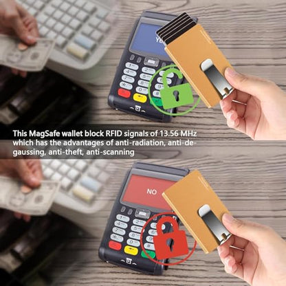 Magnetic Card Holder with Money Clip for Magsafe Phone Wallet, Gold - color: Basic Magnetic With Clip - Warm Gold