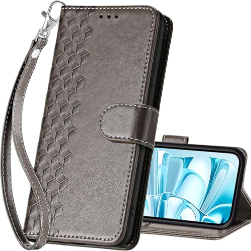 for iPhone 16 Wallet case, Gray-Cube | 3 Card Holders, Kickstand, Shockproof TPU Shell, PU Leather, Magnetic Closure, Protective Flip Folio Cover, Women - color: 10