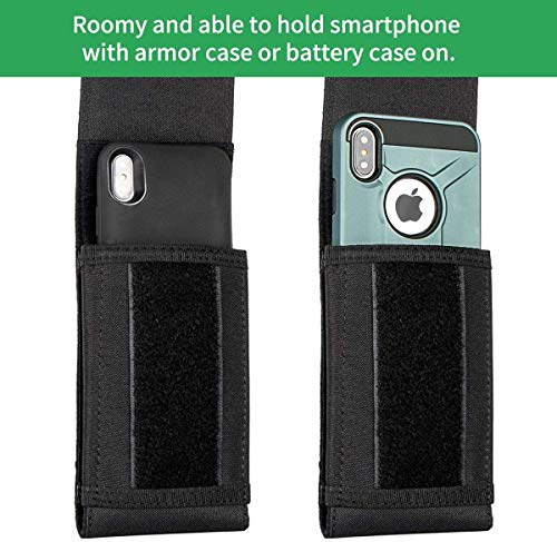 Tactical Molle Phone Cover Case, Heavy Duty Loop Belt Holster Pouch with Flag Patch for iPhone 17 Pro Max/Air/17 Pro/17/16 Pro Max/15 Pro Max/14 Pro Max/13 Pro Max, for Galaxy S26 Ultra - color: Gray