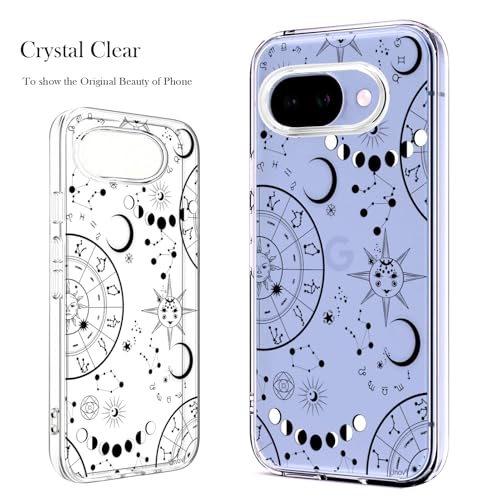Unov for Pixel 10a Case, Clear with Design, Slim Fit Good Grip, Embossed Phone Case, Shockproof Protective Cover, Raised Camera Protection, Soft TPU, Zodiac Galaxy - color: Zodiac Galaxy