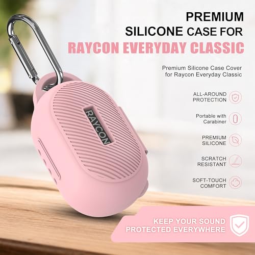 Case for Raycon Everyday Classic Headphones, Shockproof Soft Silicone Case for Raycon Earbuds Bluetooth Wireless, Ultra-Lightweight Protective Cover with Cleaning kit & Keychain, Pink - color: Pink