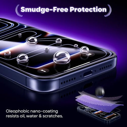 GolbinBox for iPhone 17 Pro Screen Protector, [12FT Military-Grade Shatterproof] [9H+ Tempered Glass] [Easy Installation] [HD Clear] Full Coverage Protection for iPhone 17Pro 6.3", 2 Pack - size: iPhone 17 Pro-6.3inch