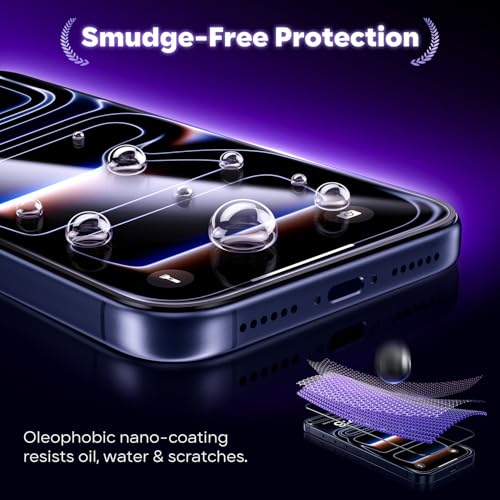 GolbinBox for iPhone 17 Pro Screen Protector, [12FT Military-Grade Shatterproof] [9H+ Tempered Glass] [Easy Installation] [HD Clear] Full Coverage Protection for iPhone 17Pro 6.3", 2 Pack - size: iPhone 17 Pro-6.3inch