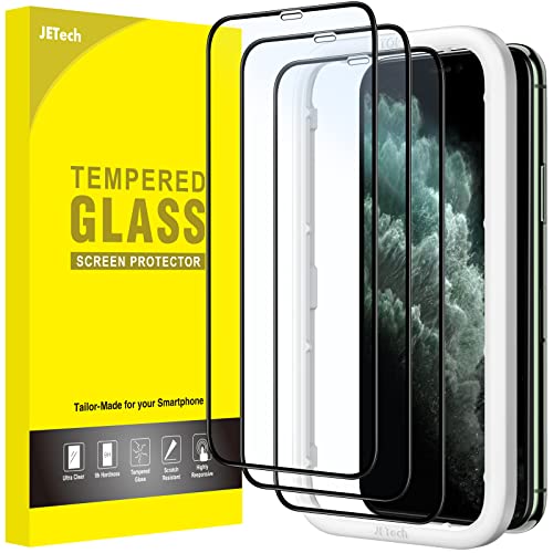 JETech Full-Coverage Screen Protector for iPhone 11 Pro Max/Xs Max, 3-Pack | Black Edge Tempered Glass, Easy Installation Tool, HD Clear, Case-Friendly - size: iPhone 11 Pro Max, iPhone XS Max