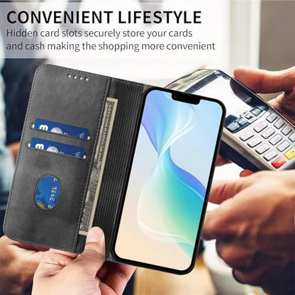 Protective Case Compatible with Galaxy A20E with RFID Blocking, Leather Phone Case Bumper Magnetic Case Leather Cover Card Slot Wallet Shockproof Shell Compatible with Samsung Galaxy A20E/A10E - color: Black