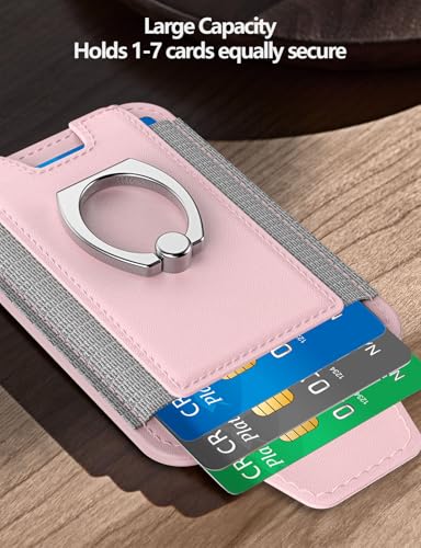 for Magsafe Wallet with Grip; 6-Card Holder; Stronger Magnetic Phone Wallet - color: Soft Blush Pink