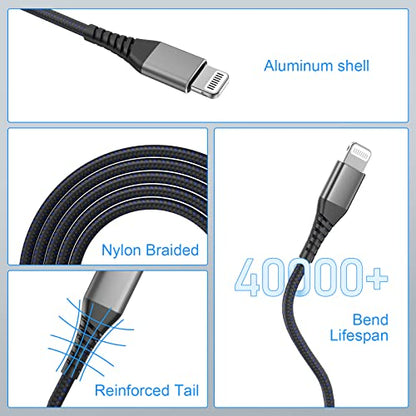 [ Apple Certified 2pack ] iPhone Charger,Lightning Cable, Fast Charging Cables for Apple iPhone 12/11/11Pro/11Max/ X/XS/XR/XS Max/8/7/6/5S/SE/iPad Mini Air (3ft, Grey) - color: Grey, size: 3foot