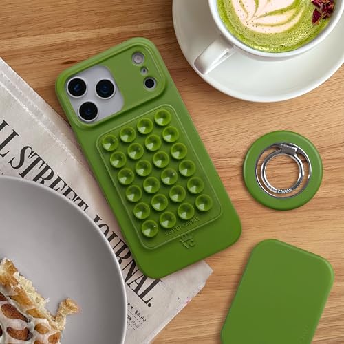 Velvet Caviar Suction Cup Phone Case Mount Compatible with MagSafe Devices Only - Magnetic Silicone Sticky Phone Grip Holder for iPhone Back of Phone - Mirror Gripper (Matcha Green) - color: Matcha Green