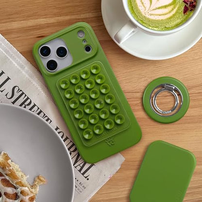 Velvet Caviar Suction Cup Phone Case Mount Compatible with MagSafe Devices Only - Magnetic Silicone Sticky Phone Grip Holder for iPhone Back of Phone - Mirror Gripper (Matcha Green) - color: Matcha Green
