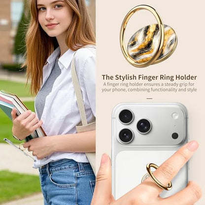 Cell Phone Ring Holder, Cute Phone Ring Grip Stand, 360°Rotation Funny Metal Kickstand Finger Grip Luxury Gold Marble - color: Luxury Gold Marble