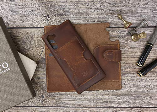 Venito Florence Leather Wallet Phone Case Compatible with Samsung Galaxy Note 10 - Extra Secure with RFID Blocking - Detachable Phone Wallet - Antique Brown - color: Antique Brown, size: Note10