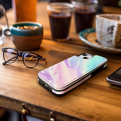 uCOLOR for iPhone 13/14 Wallet Case with Card Holder | PU Leather RFID Blocking for Women Men Magnetic Clasp Kickstand, Pastel Pink Marble - color: Pastel Pink Marble