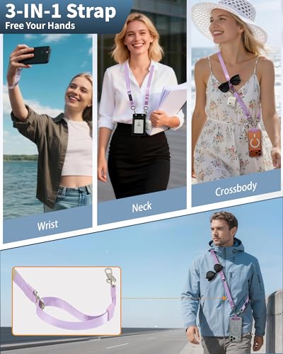 VVAAGG Cell Phone Lanyard for iPhone: Adjustable Phone Strap Crossbody Neck and Wrist Strap Anti-Theft Lanyard Travel Essential Compatible for iPhone Android Smartphones Purple - color: Purple