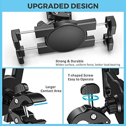 KDD Spin Bike Tablet Holder Mount, Phone iPad Holder Stand Exercise Bike Handlebar Mount for Stationary Bicycle, Treadmill, Microphone Stand, Fit for iPad Pro 12.9, Galaxy Tabs, iPhone(4.7-13”)
