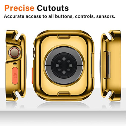 Amizee Rugged Case Compatible with Apple Watch Case Series 9/8/7 41mm SE 3/2/1 Series 6/5/4 40mm, Soft TPU Shockproof Bumper Drop Proof Protective Cover Compatible with iWatch - Plating Gold - color: Plating Gold, size: 40mm/41mm