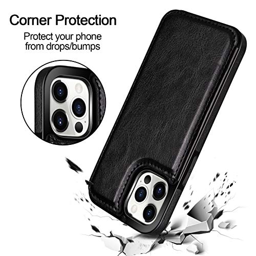 HianDier for iPhone 12 Pro Max Case Wallet with Card Holder Black | Wallet Case Compatible with iPhone 12 Pro MAX Slim Protective Flip Folio Soft PU Leather Magnetic Closure Cover, 5G 6.7-inch - color: Black