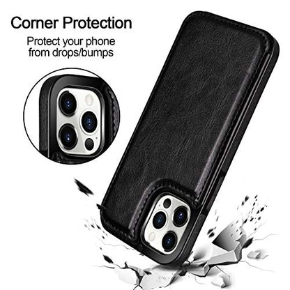 HianDier for iPhone 12 Pro Max Case Wallet with Card Holder Black | Wallet Case Compatible with iPhone 12 Pro MAX Slim Protective Flip Folio Soft PU Leather Magnetic Closure Cover, 5G 6.7-inch - color: Black