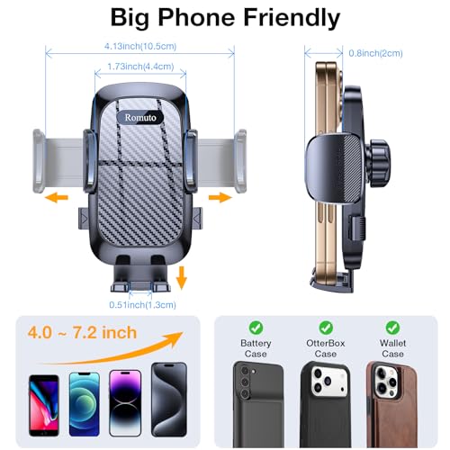 Romuto Phone Holders for Your Car Phone Holder Mount【90+LBS Suction Cup】 - color: Dark Black