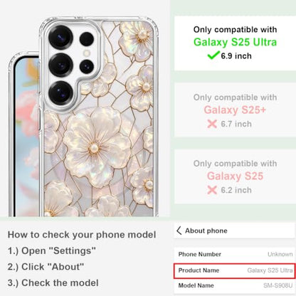 for Samsung Galaxy S25 Ultra Magnetic Case【Compatible with MagSafe】 Aesthetic Oil Painting Stained Glass Flower Design, Slim Fit Hard PC Back Shockproof Cute Clear Phone Cover, Light Pink - color: Light Pink, size: Galaxy S25 Ultra