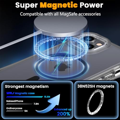 WRJ Magnetic Matte for iPhone 13 Case,iPhone 14 Case,[Compatible with MagSafe][Military Grade Drop Protection] Translucent Anti-Fingerprint Full Body Shockproof Phone Case-Black - color: Black, style: Matte