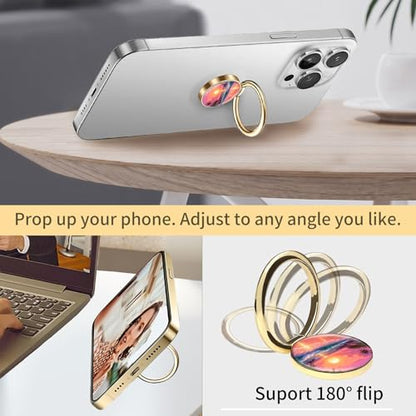 Cell Phone Ring Holder, Cute Phone Ring Grip Stand, 360°Rotation Funny Metal Kickstand Finger Grip Beautiful Beach Sun - color: Beautiful Beach Sun