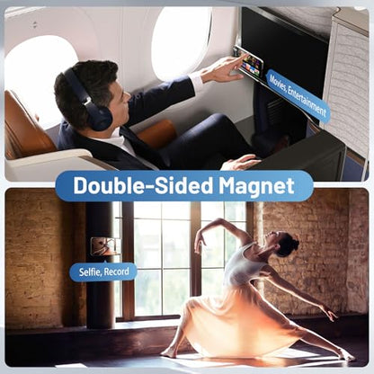 Magnetic Phone Ring Holder Grip Stand Dual Magnet Strong Magnetic Force - color: Black