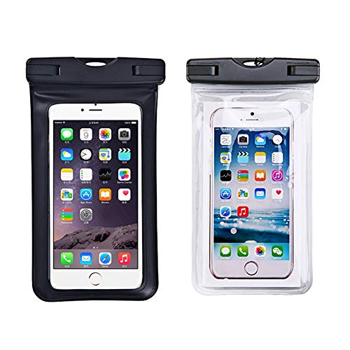 Upgraded Universal Waterproof Case, 2 Pack Waterproof Phone Pouch Dry Bag Compatible Within 6.5 inch Phone (Black & White) - color: Black&White