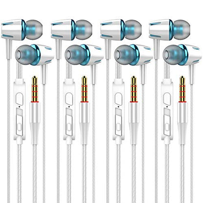 A9 Headphones Earphones Earbuds Earphones, Noise Islating, High Definition, Stereo for Samsung, iPhone,iPad, iPod and Mp3 Players (White-Blue 4pairs) - color: White-Blue 4pairs