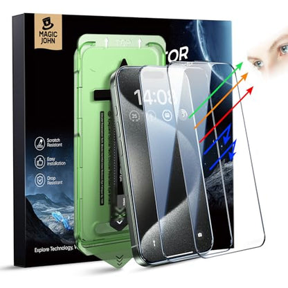 MAGIC JOHN 2 Pack for iPhone 15 Pro Screen Protector Eye Protection - size: iPhone 15 Pro